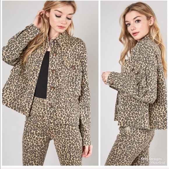 Jackets & Blazers - ❤️LAST! Leopard Print Stretch Pocket Button Jacket